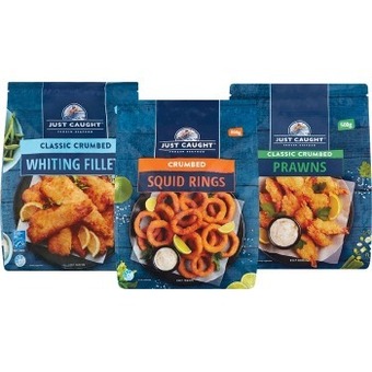 Woolworths Just caught crumbed or battered frozen seafood 500-800g – from the freezer offer