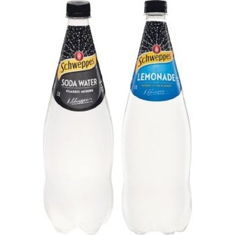 Woolworths Schweppes soft drinks, mineral water or mixer varieties 1.1 litre offer