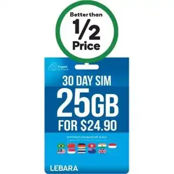 Woolworths Lebara $24.90 starter pack† offer
