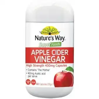 Woolworths Nature’s way super foods apple cider vinegar pk 60^ offer