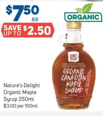 Foodland Nature's Delight Organic Maple Syrup 250ml offer
