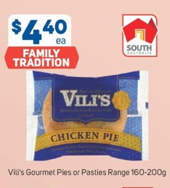 Foodland Vili's Gourmet Pies or Pasties Range 160-200g offer