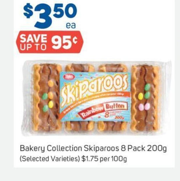 Bakery Collection Skiparoos 8 pack 200g offer at Foodland