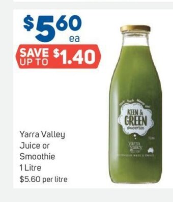 Foodland Yarra Valley Juice or Smoothie 1 Litre offer