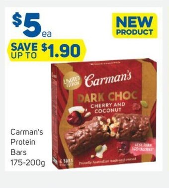 Foodland Carman's Protein Bars 175-200g offer