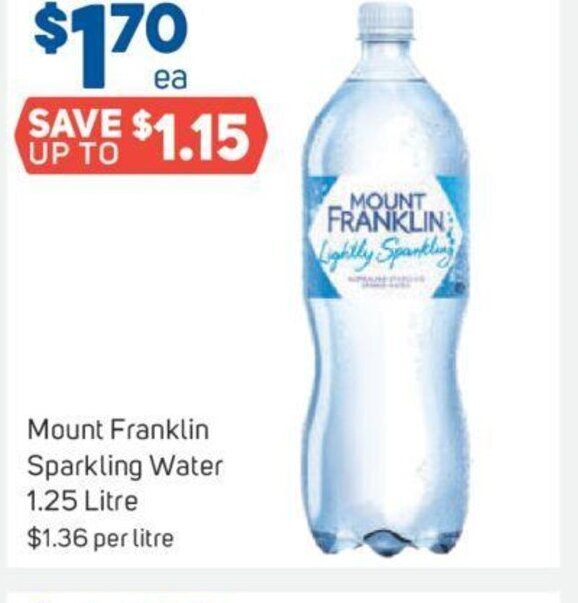 Mount Franklin Sparkling Water 1.25 Litre offer at Foodland