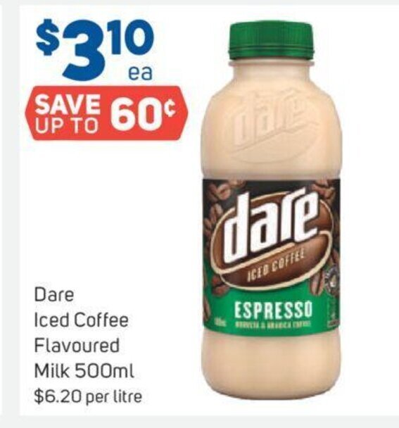 Dare Iced Coffee Flavoured Milk 500 ml. offer at Foodland