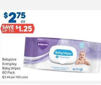 Foodland Babylove Everyday Baby Wipes 80 Pack offer