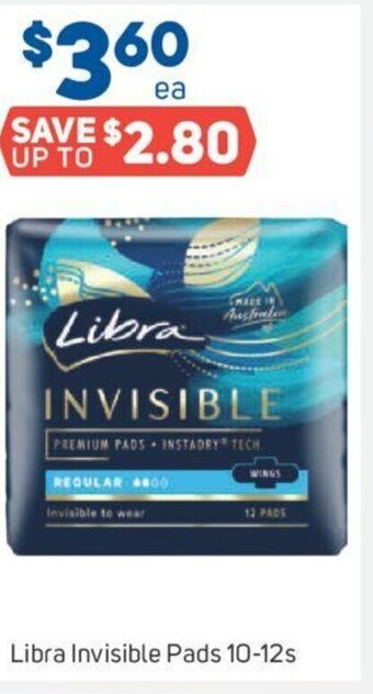 Foodland Libra Invisible Pads 10-12s offer