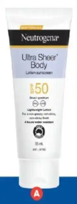 Foodland Neutrogena Ultra Sheer SPF 50+ Sunscreen Lotion 85 ml offer