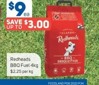 Foodland Redheads BBQ Fuel 4 kg offer