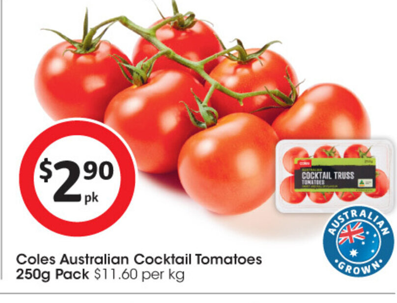 Coles Australian Cocktail Tomatoes 250g Pack offer at Coles