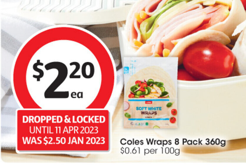 Coles Wraps 8 Pack 360g offer at Coles