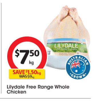 Coles Lilydale Free Range Whole Chicken offer