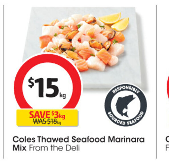 Coles Thawed Seafood Marinara Mix offer at Coles
