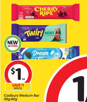 Coles bury Medium Bar 30g-60g offer