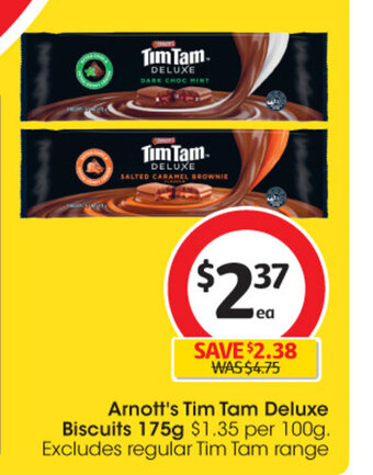 Coles Arnott's Tim Tam Deluxe Biscuits 175g offer