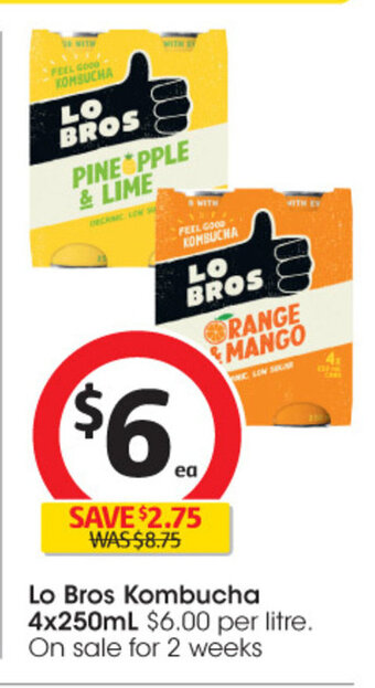 Coles Lo Bros Kombucha 4x250ml offer