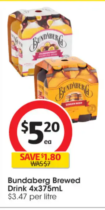 Coles Bundaberg Brewed Drink 4x375ml offer