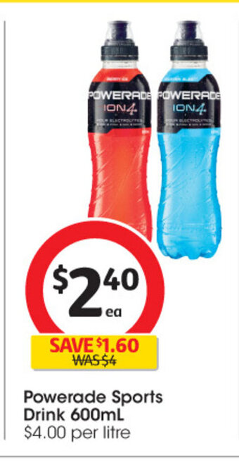 Coles Powerade Sports Drink 600ml offer