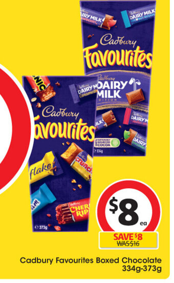 Coles Cadbury Favourites Boxed Chocolate 334g-373g offer