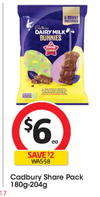 Coles Cadbury Share Pack 180g-204g offer