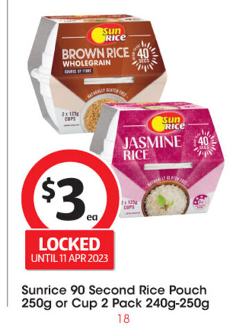 Coles Sunrice 90 Second Rice Pouch 250g Or Cup 2 Pack 240g-250g offer