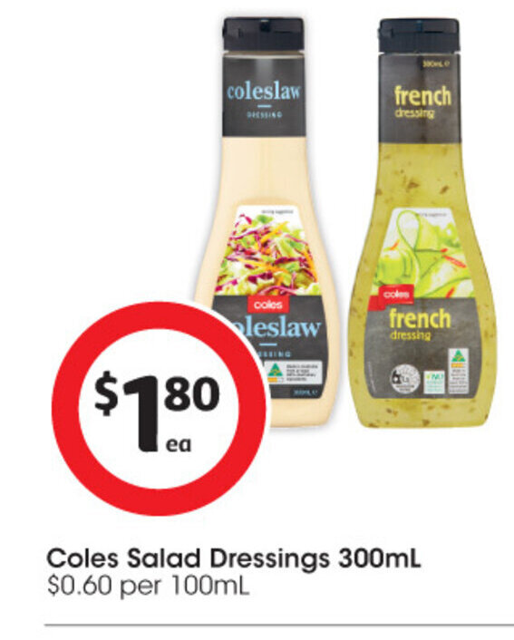 Coles Salad Dressings 300 ml offer at Coles