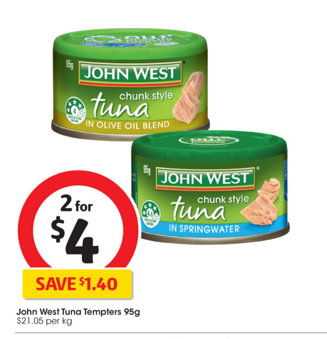John West Tuna Tempters 95g offer at Coles