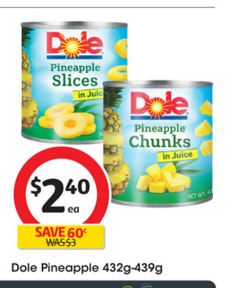 Coles Dole Pineapple 432g-439g offer
