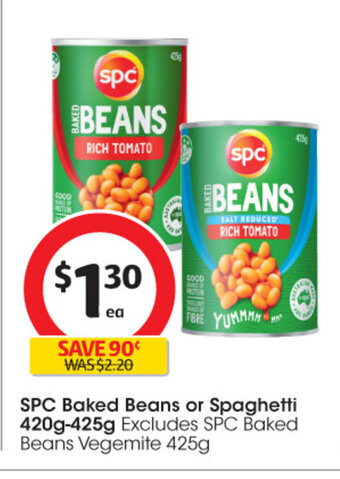 Coles SPC Baked Beans or Spaghetti 420g-425g offer