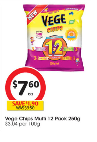 Coles Vege Chips Multi 12 Pack 250g offer