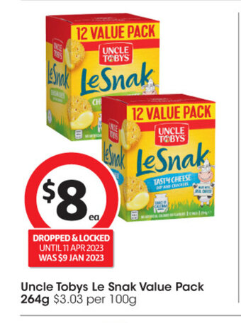 Coles Uncle Tobys Le Snak Value Pack 264g offer