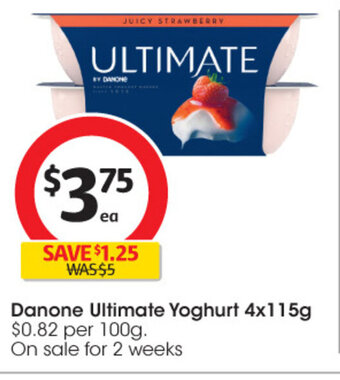 Coles Danone Ultimate Yoghurt 4x 115g offer
