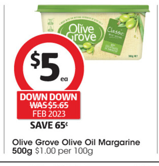 Olive Green Olive Oil Margarine 500g offer at Coles