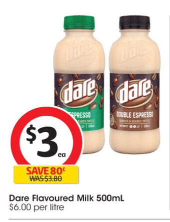 Coles Dare Flavoured Milk 500ml. offer