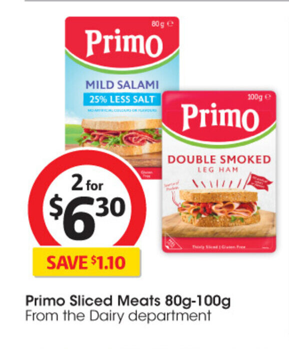 Primo Sliced Meats 80g100g offer at Coles