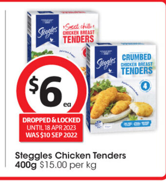 Coles Steggles Chicken Tenders 400g offer