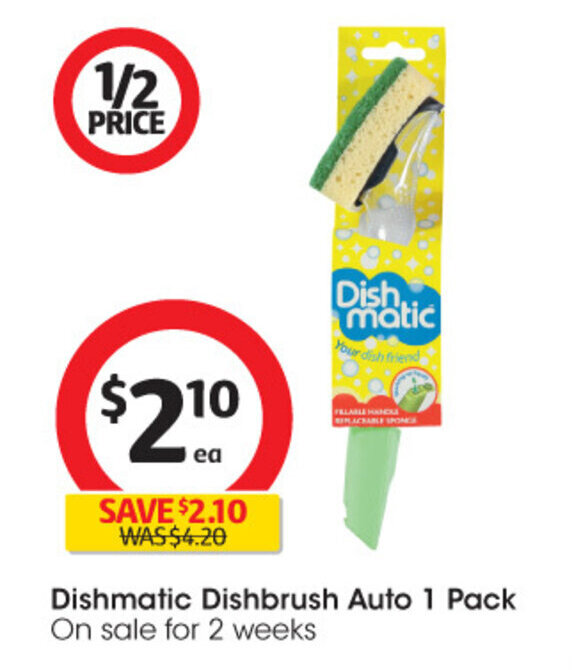 Dishmatic Dishbrush Auto 1 pack offer at Coles