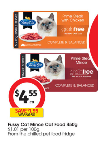 Coles Fussy Cat Mince Cat Food 450g offer