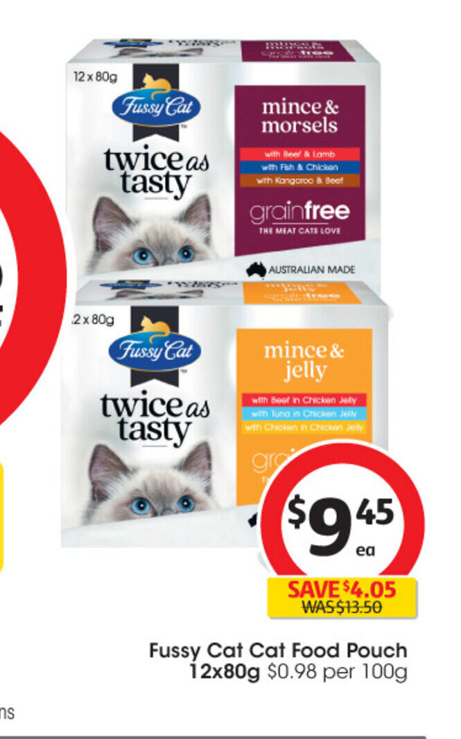 Fussy Cat Cat Food Pouch 12x 80g offer at Coles