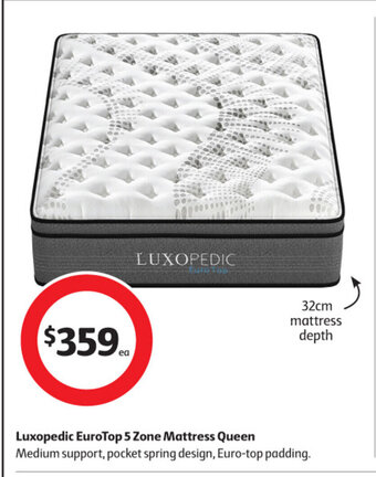 Coles Luxopedic EuroTop 5 Zone Mattress Queen offer