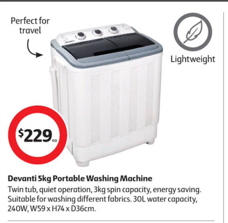Devanti 5kg Portable Washing Machine offer at Coles