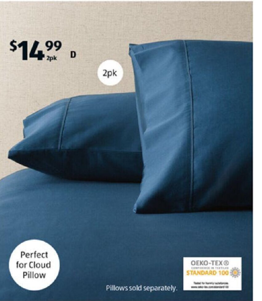 Cloud Pillowcase 2pk offer at ALDI