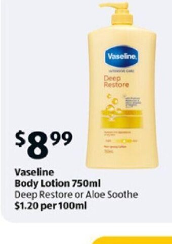 ALDI Vaseline Body Lotion 750ml offer