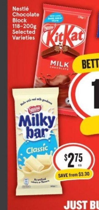 IGA Nestlé Chocolate Block 118-200g offer