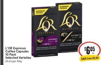 IGA L'Or Espressp Coffee Capsules 10 Pack offer