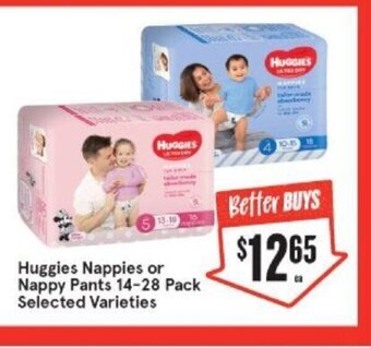 IGA Huggies Nappies or Nappy Pants 14-28pack offer