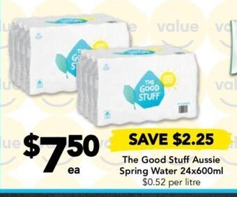 Drakes The Good Stuff Aussie Spring Water 24x600ml offer