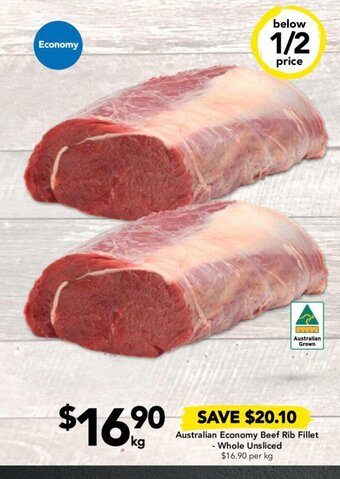 Drakes Australian Economy Beef Rib Fillet - Whole Unsliced offer